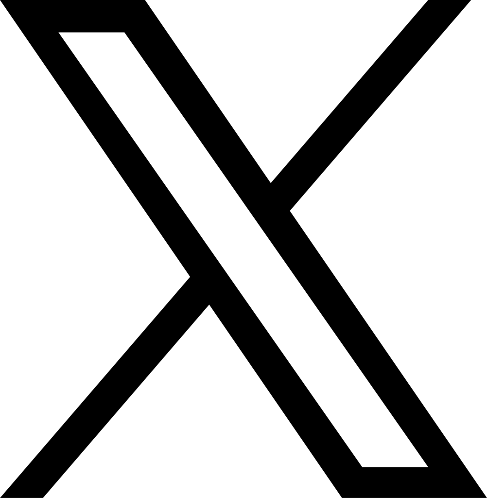 Logo of the social media platform X, featuring a stylized letter X in black.